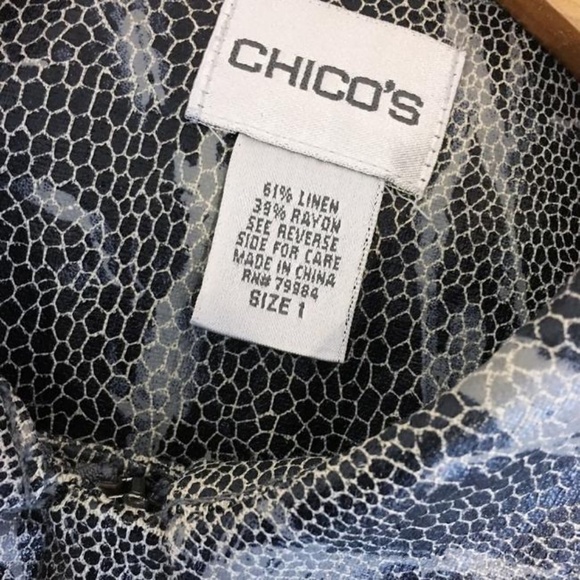 Chico's Animal Print Cargo Jacket Black/Gray Sz1-M - Picture 6 of 6